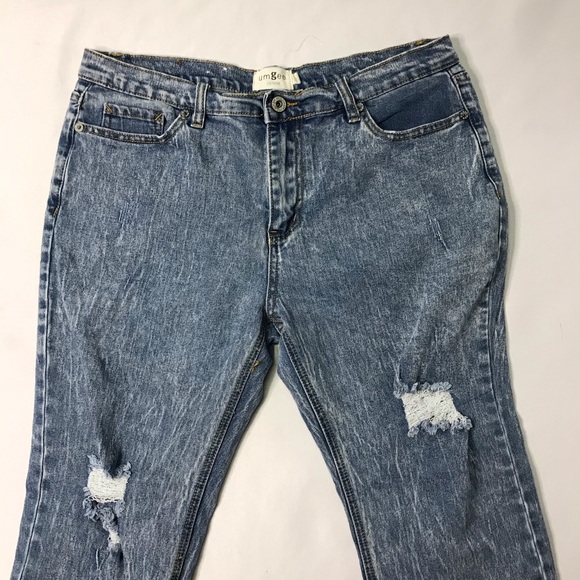 Umgee Frayed Ripped Distressed Crop Jeans Size 7 - Picture 3 of 9